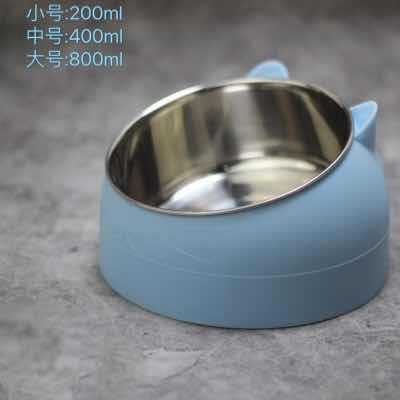 Cat bowl dog bowl anti-tipping protection cervical vertebra cat bowl oblique mouth pet stainless steel food bowl cat supplies pet food bowl