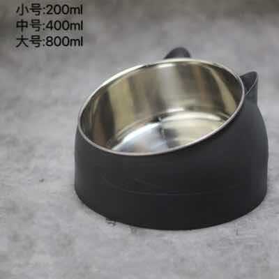 Cat bowl dog bowl anti-tipping protection cervical vertebra cat bowl oblique mouth pet stainless steel food bowl cat supplies pet food bowl