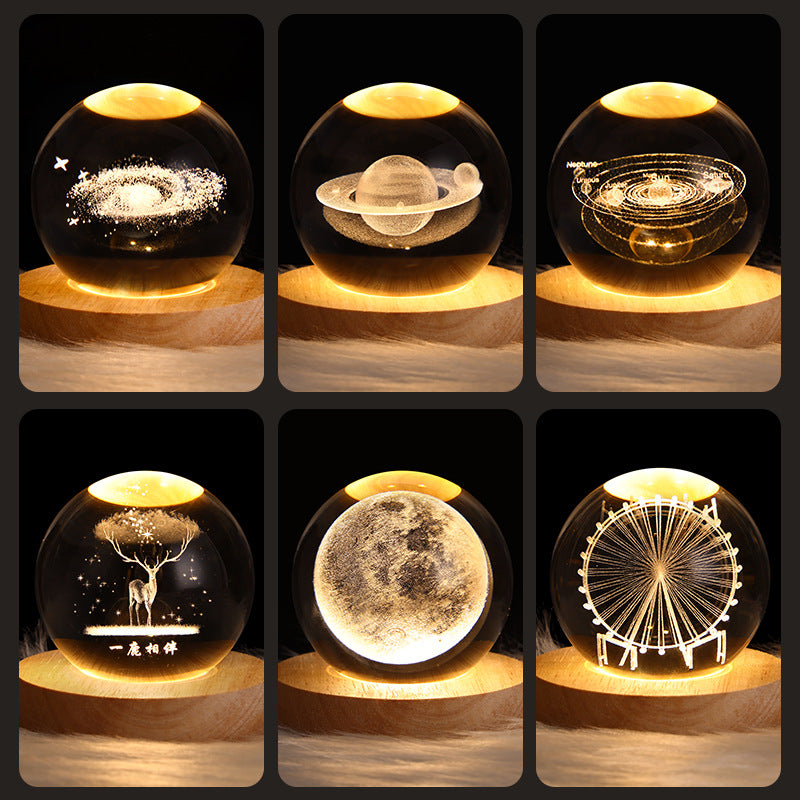 Starry Sky Planet Moon Moon Crystal Ball Projection Night Light Creative Atmosphere Light Small Gifts New Unique Gifts