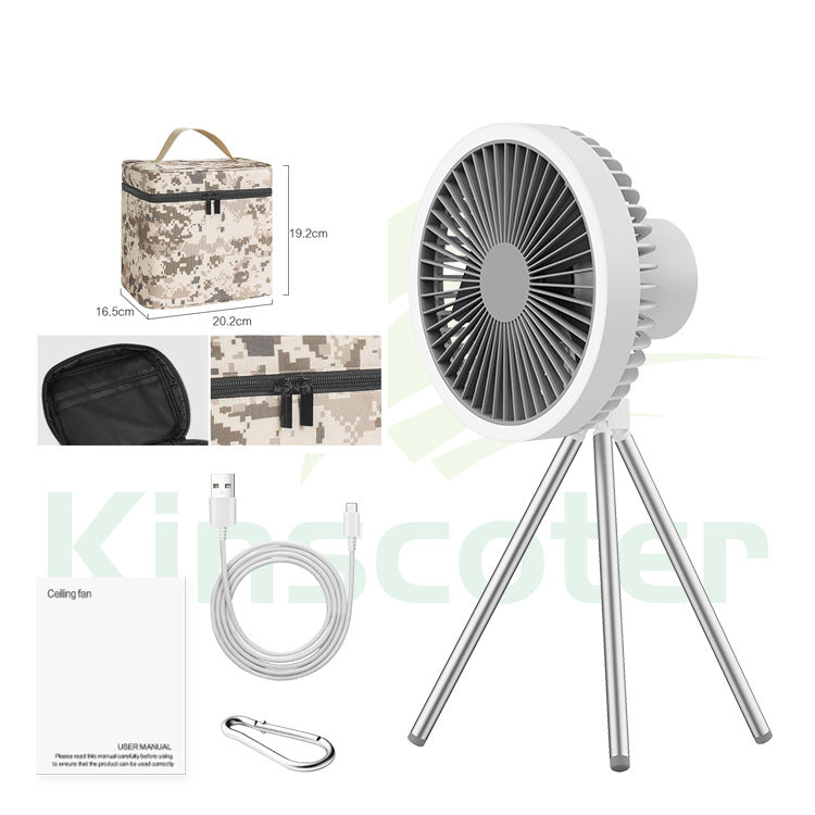 Multifunctional outdoor camping fan household tripod electric fan strong wind portable tent ceiling fan lighting charging