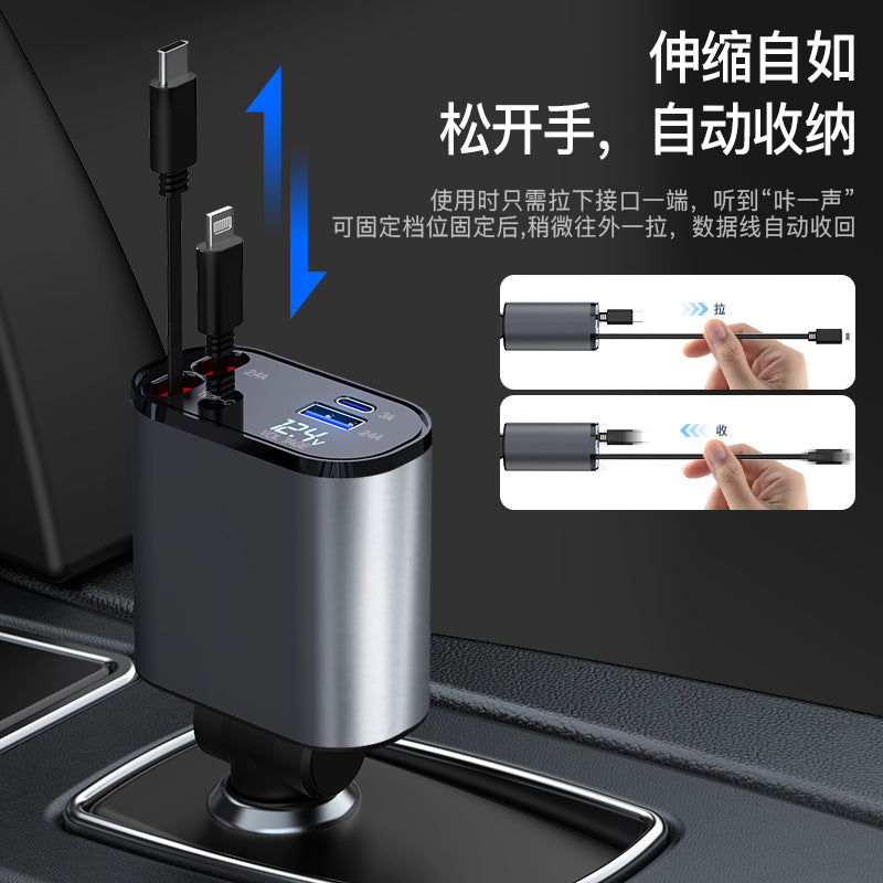 pd30w cross-border metal car charger super fast charging with wire car cigarette lighter adapter car charger wholesale