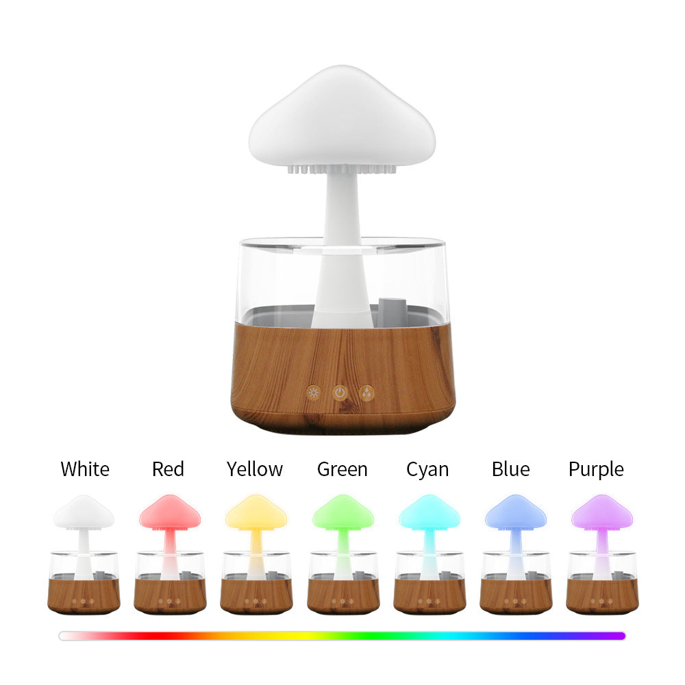 White Noise Rain Humidifier Ultrasonic Atomization Humidification Colorful Mushroom Cloud Cloud Raindrop Night Light Aroma Diffuser