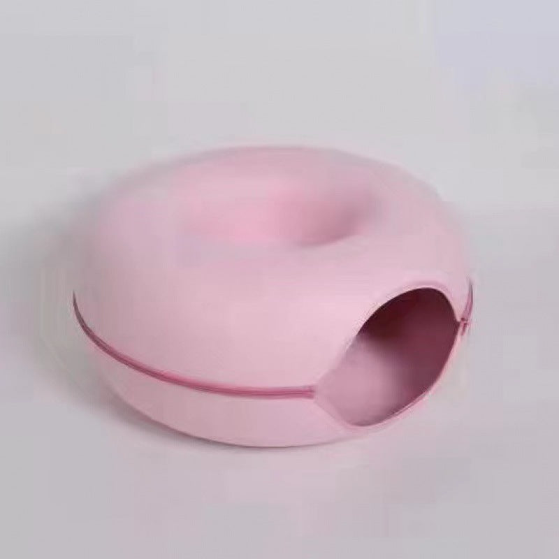 Felt Cat Litter Breathable Summer Cat House Drilling Hole Cat Cave Zipper Closure Toy Cat Tunnel Donut Cat Litter