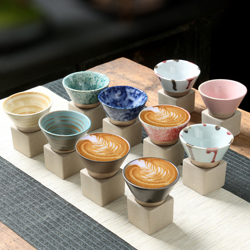 Cooking tea cups around the stove Japanese-style stoneware tea cups cross-border explosive ceramic mugs retro water cups conical coffee cups