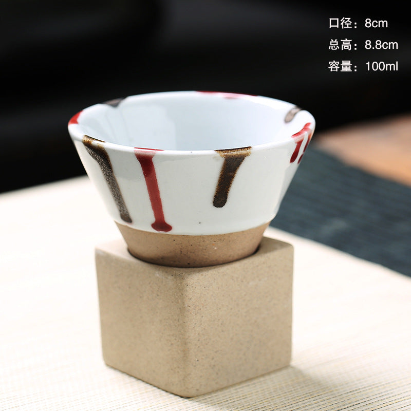 Cooking tea cups around the stove Japanese-style stoneware tea cups cross-border explosive ceramic mugs retro water cups conical coffee cups