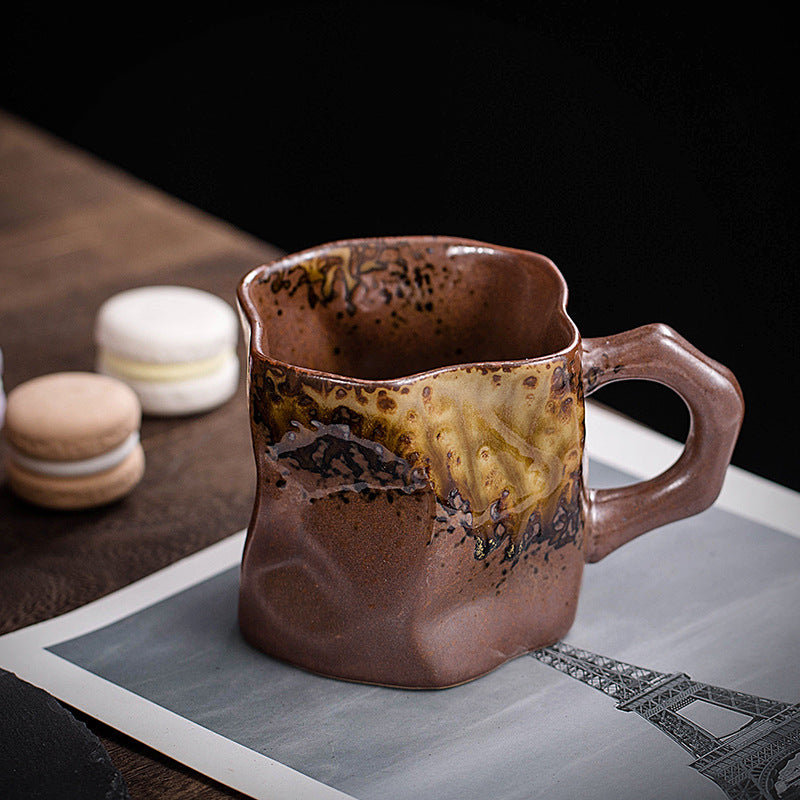 Japanese simple stoneware coffee cup creative kiln mug retro ceramic cup home cup office cup breakfast cup