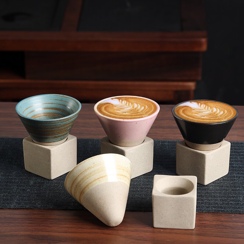 Cooking tea cups around the stove Japanese-style stoneware tea cups cross-border explosive ceramic mugs retro water cups conical coffee cups