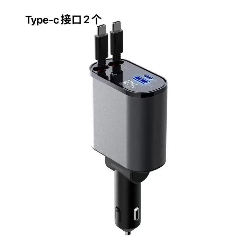 pd30w cross-border metal car charger super fast charging with wire car cigarette lighter adapter car charger wholesale