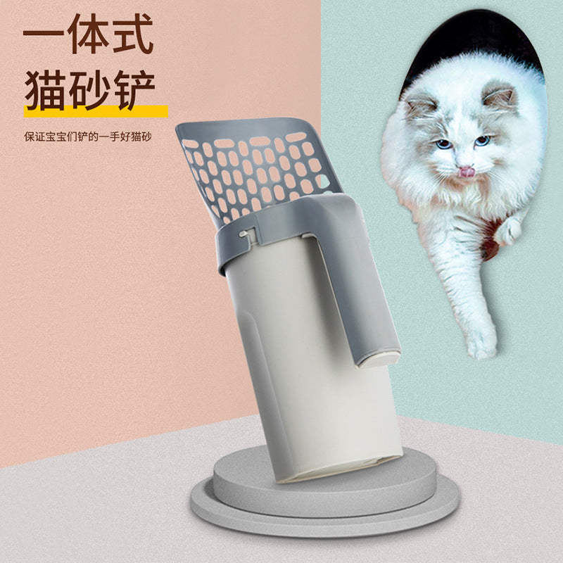 Cross-border cat supplies cat litter scooper trash can portable integrated cat litter scooper cat litter scooper