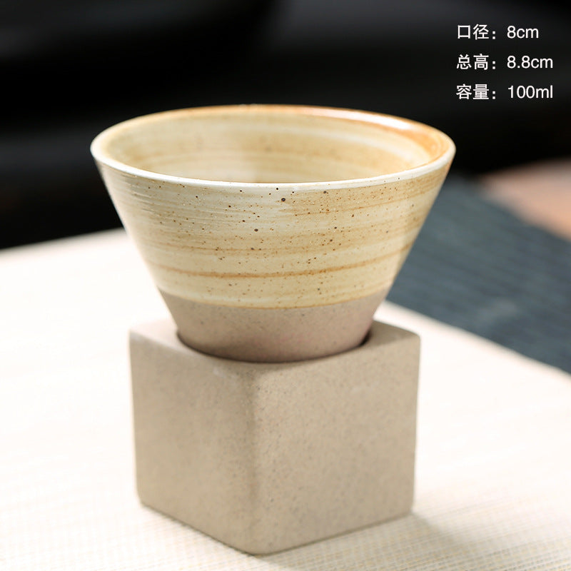 Cooking tea cups around the stove Japanese-style stoneware tea cups cross-border explosive ceramic mugs retro water cups conical coffee cups